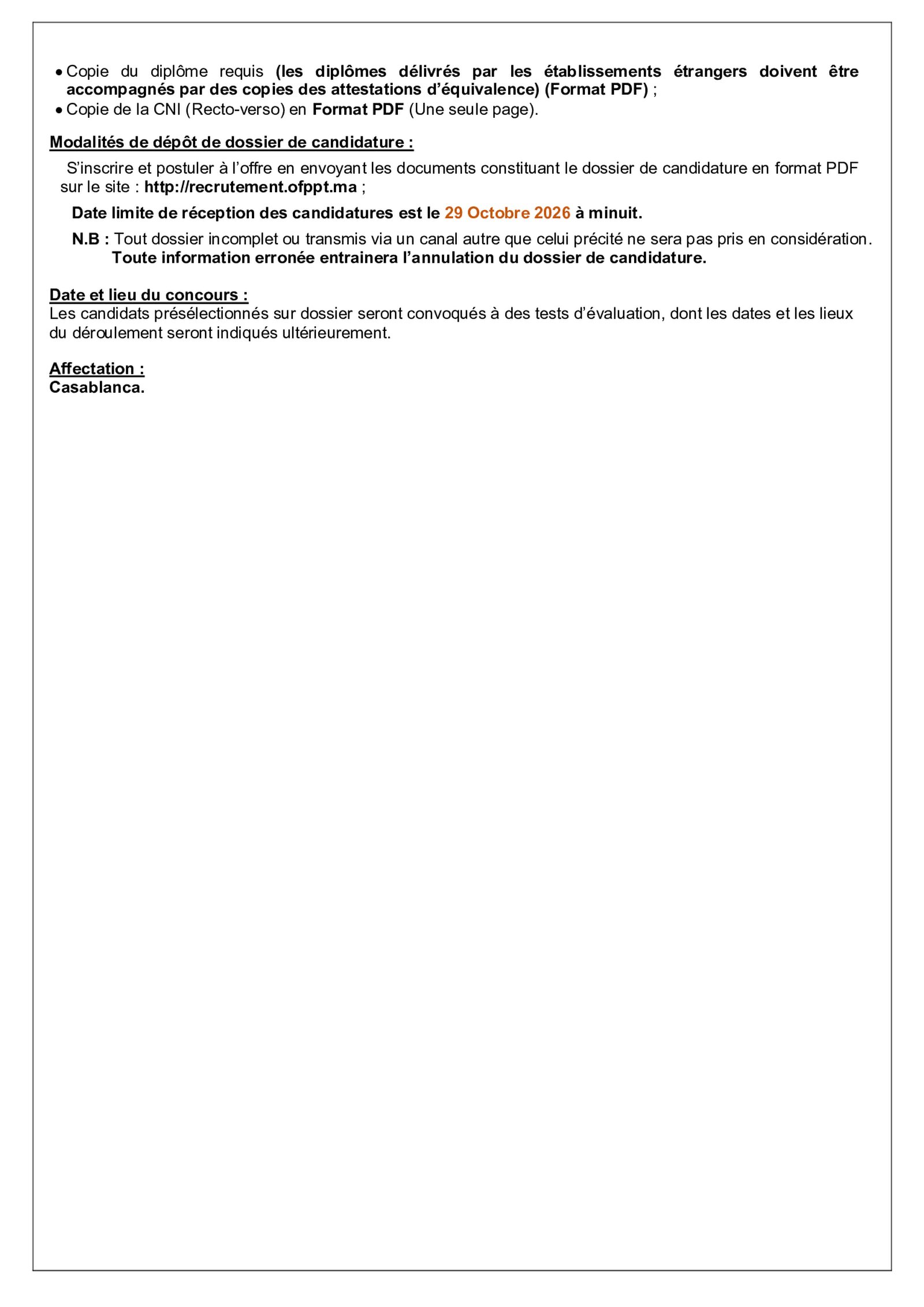 Annonce officielle : L’OFPPT organise des concours pour recruter 30 cadres, ingénieurs, auditeurs et formateurs, page 8 sur 9