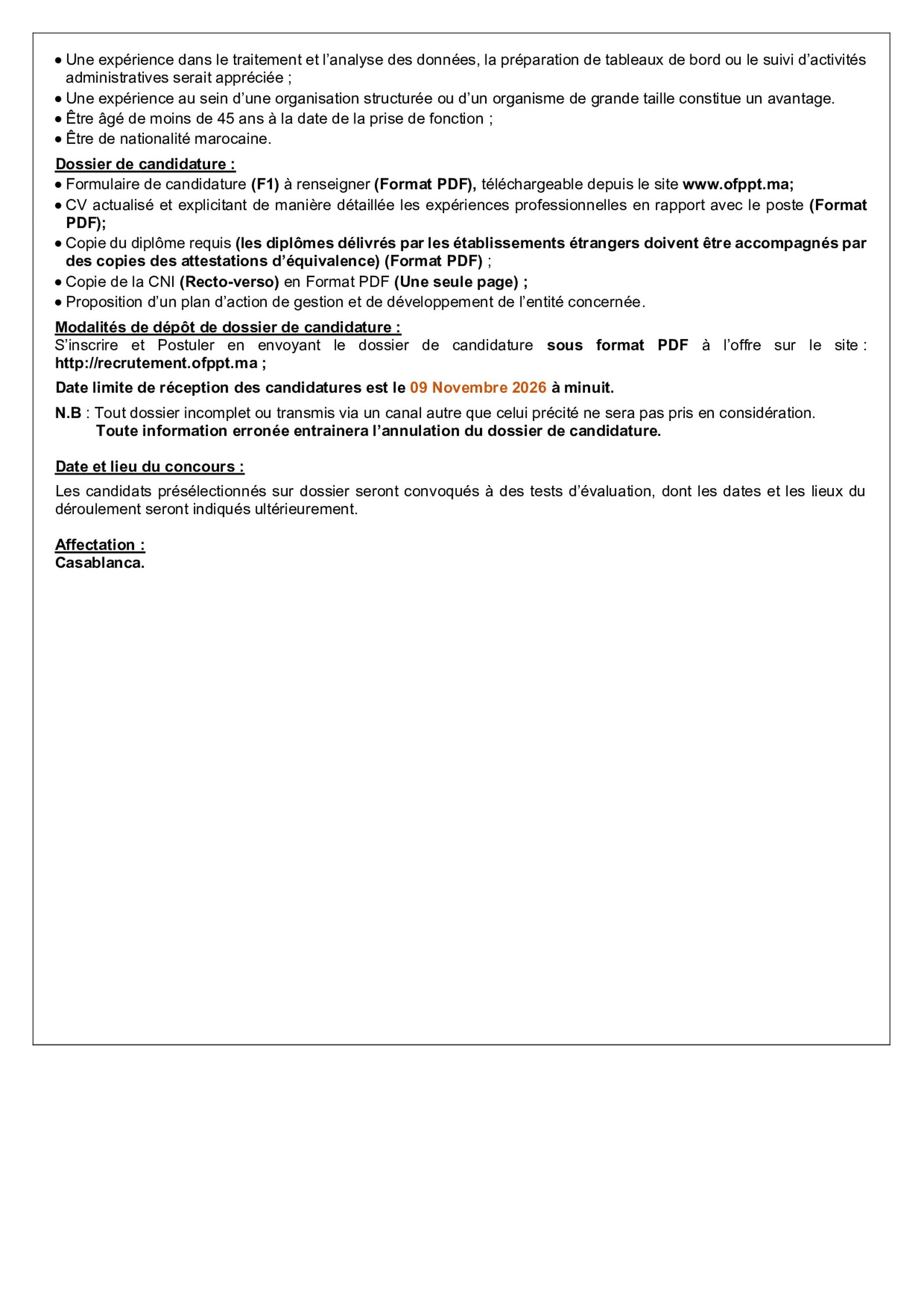 Annonce officielle : L’OFPPT organise des concours pour recruter 30 cadres, ingénieurs, auditeurs et formateurs, page 5 sur 9